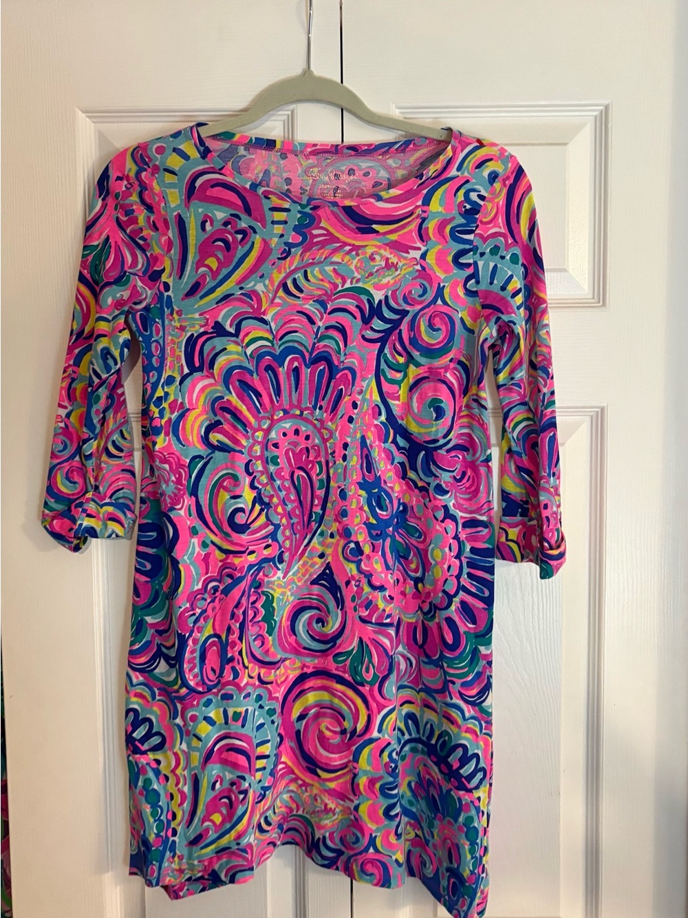 Lilly Pulitzer- Girls XL Vibrant Pink Multi Paisley Shift Dress